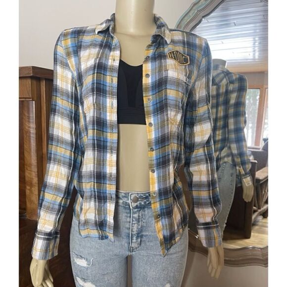Harley Davidson Women Plaid Rayon Button Up Biker Shirt HDMC Size Small - Picture 11 of 11